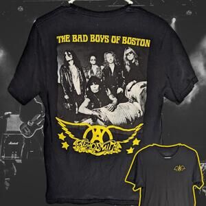Aerosmith The Bad Boys of Boston Black Graphic T-Shirt M Classic Rock concert